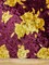 Burgundy and Gold Floral Print Stretch Panne Velour Fabric By the Yard